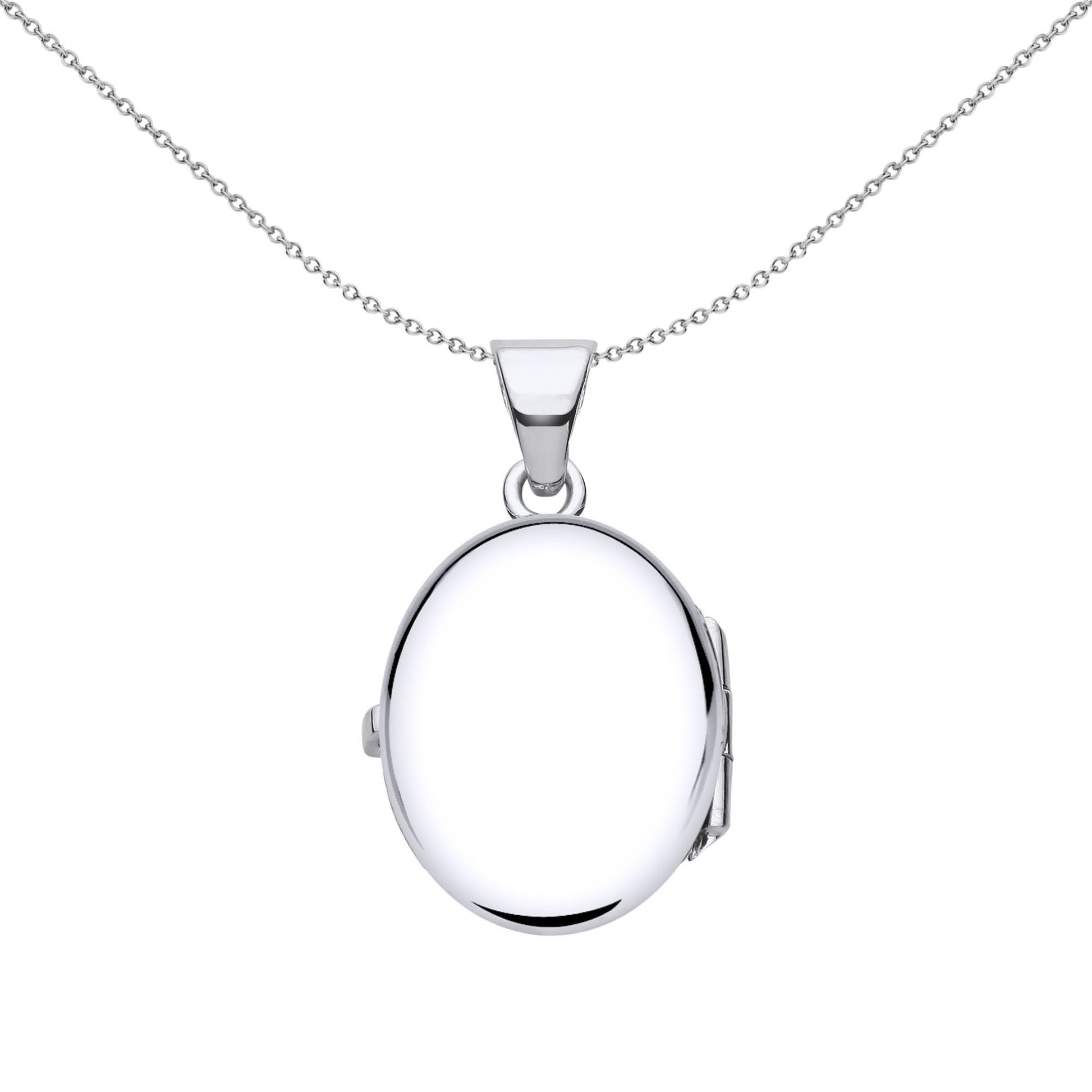 925 Silver  Flower Engraved Oval Locket Pendant Necklace - LK56