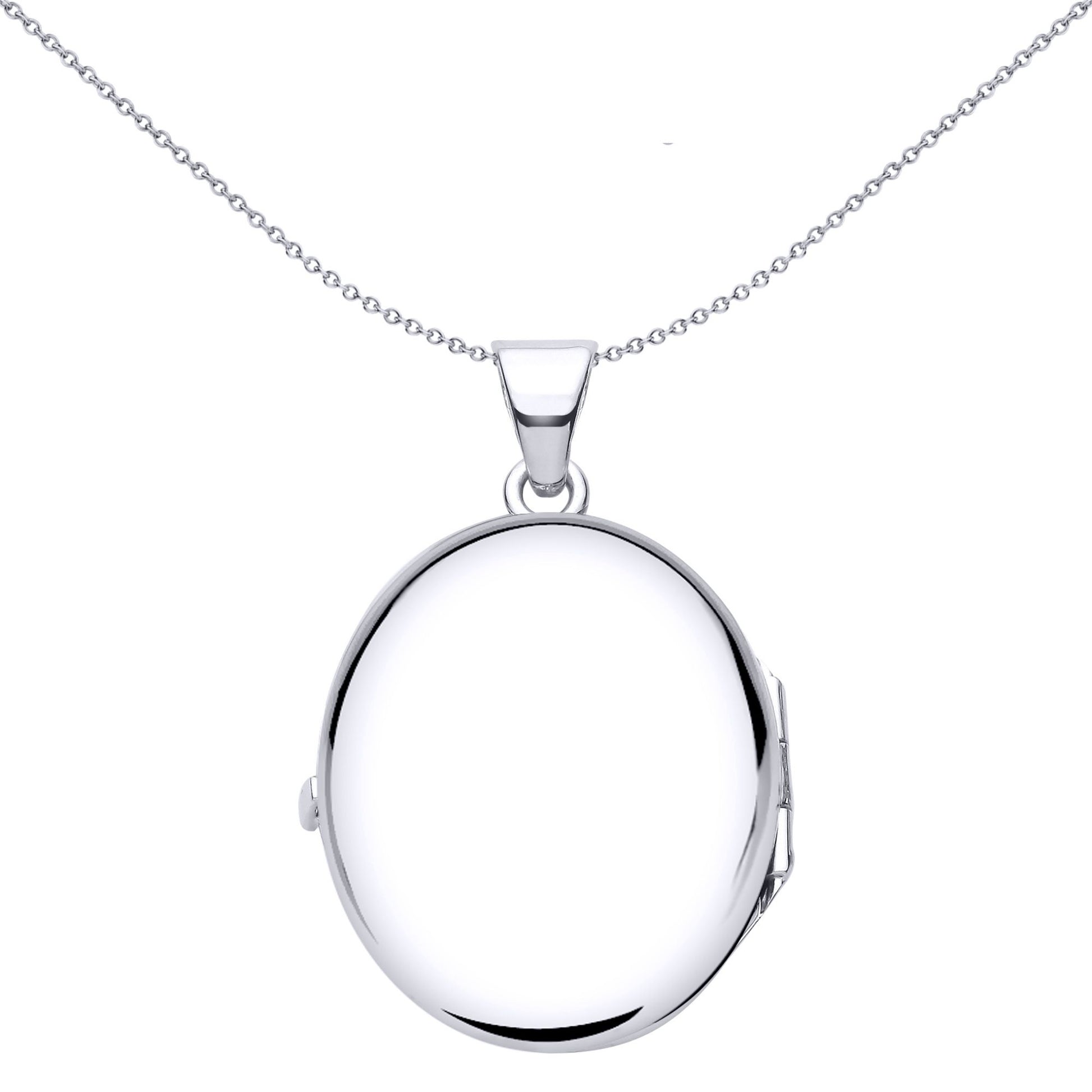 925 Silver  Flower Leaves Engraved Oval Locket Pendant Necklace - LK58