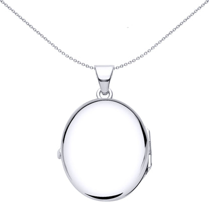 925 Silver  Flower Leaves Engraved Oval Locket Pendant Necklace - LK58