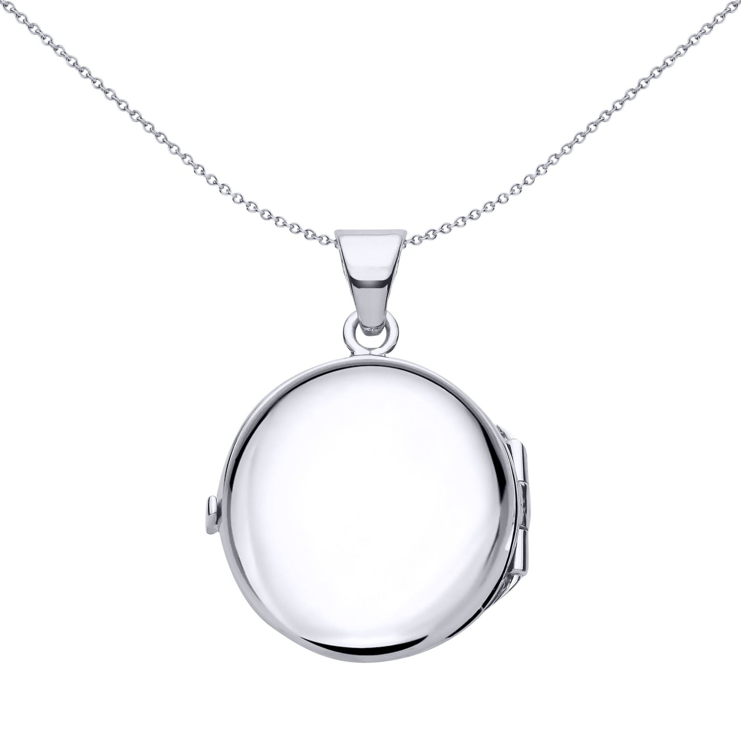 Silver  Flower Leaves Engraved Round Locket Pendant Necklace 18" - LK59