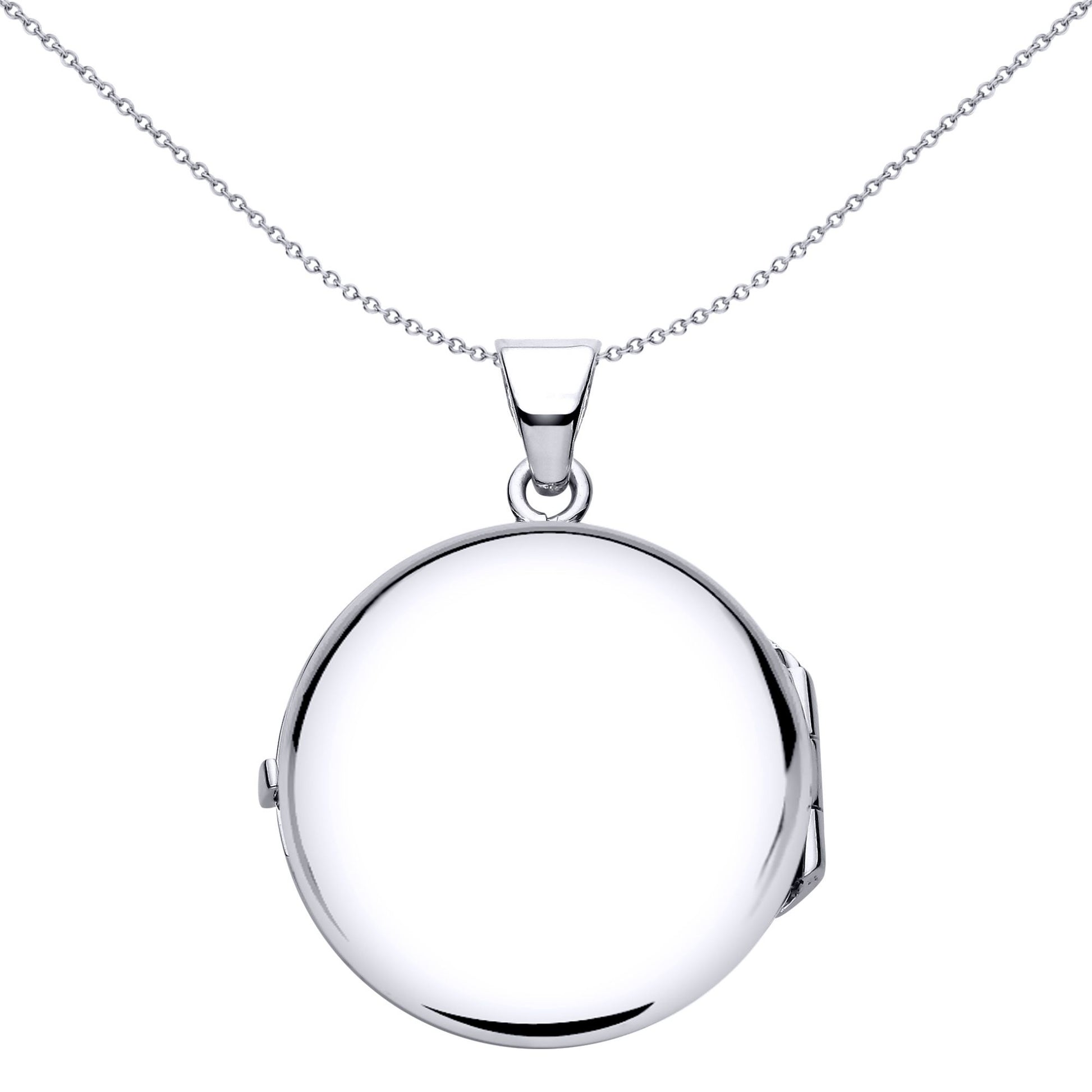 Silver  Flower Waves Dots Engraved Round Locket Necklace 18" - LK60