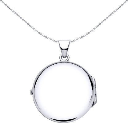 Silver  Flower Waves Dots Engraved Round Locket Necklace 18" - LK60