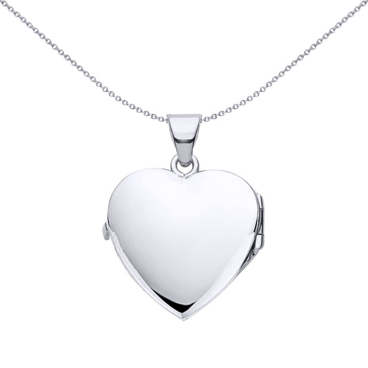 Silver  Flower Leaves Engraved Love Heart Locket Pendant Necklace - LK61