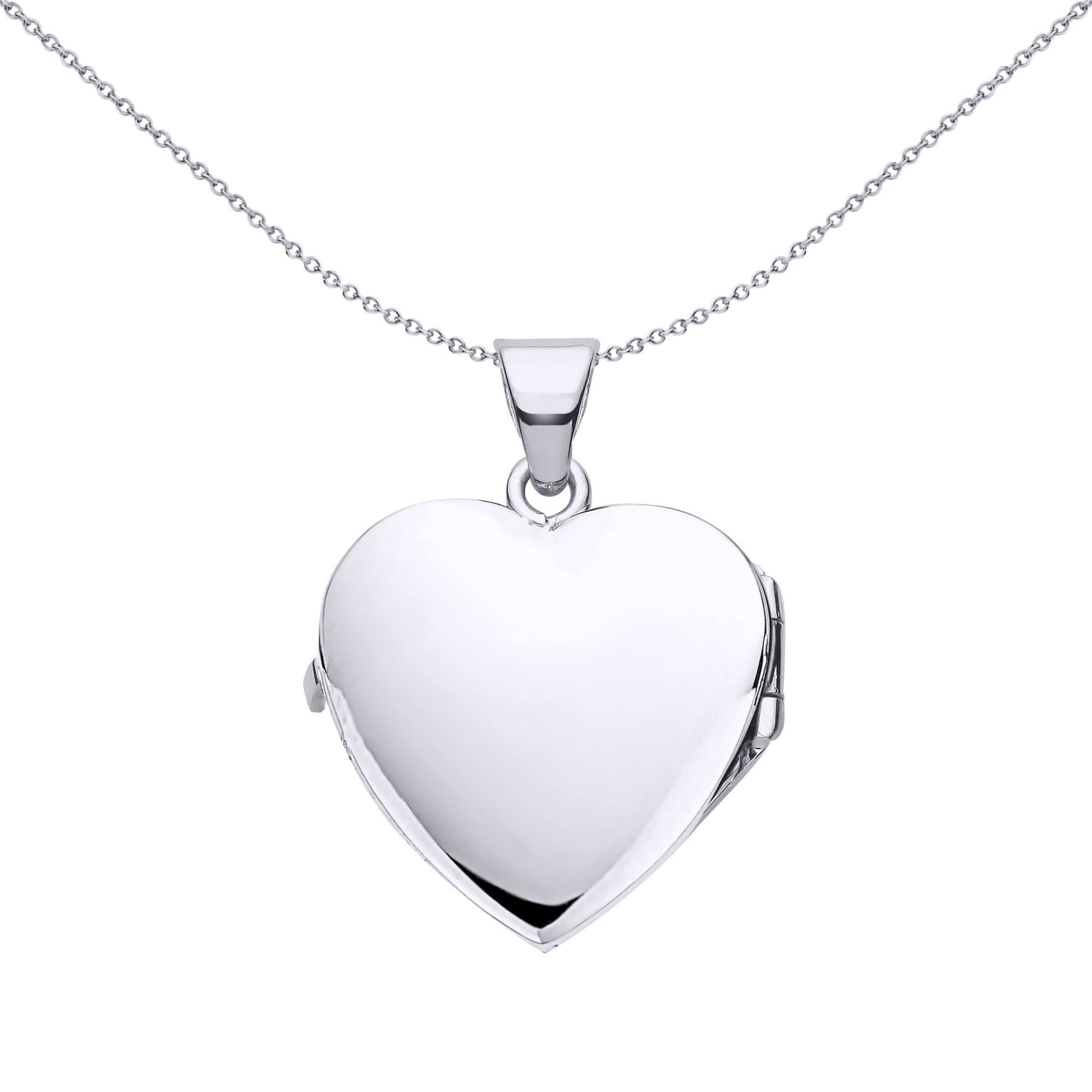 Silver  Flower Leaves Engraved Love Heart Locket Pendant Necklace - LK61