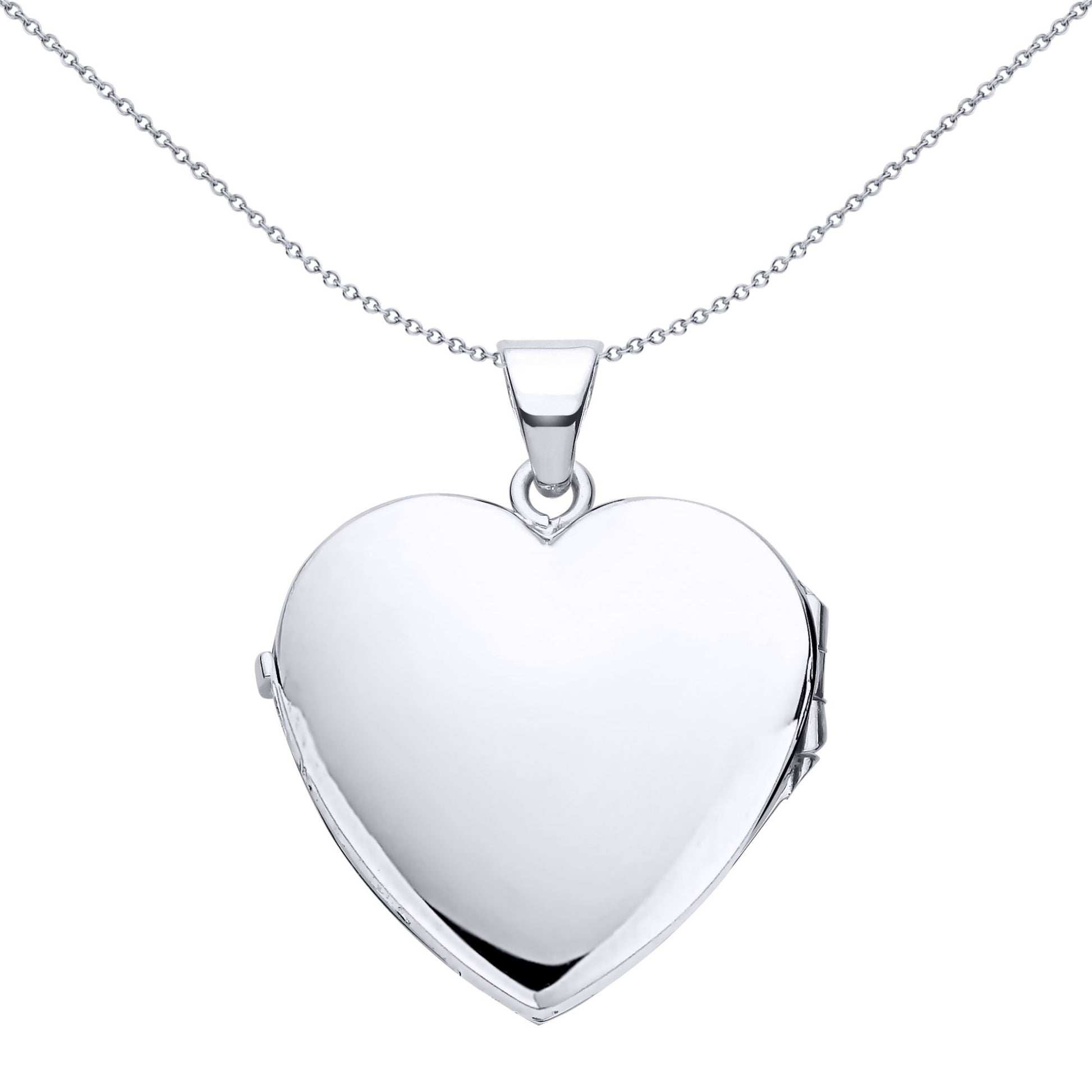 Silver  Flower Leaves Engraved Love Heart Locket Pendant Necklace - LK62