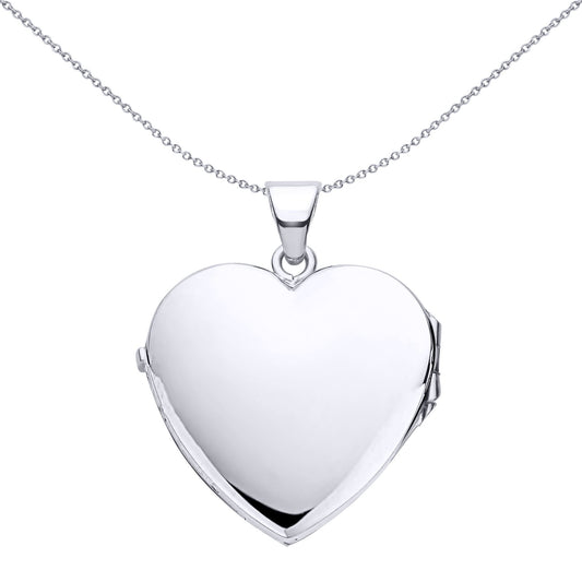 Silver  Flower Leaves Engraved Love Heart Locket Pendant Necklace - LK62