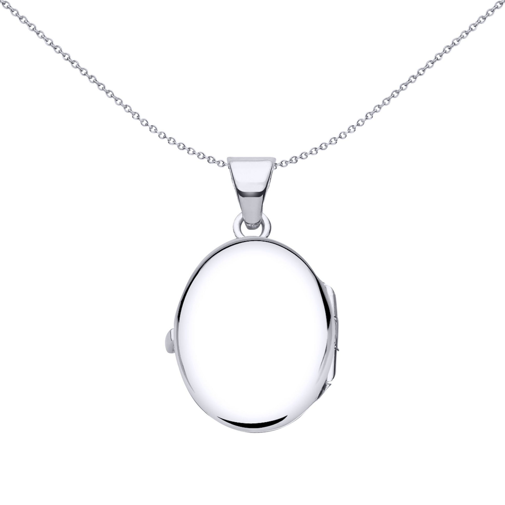 Silver  Engraved Scallope Edge Dots Oval Locket Necklace - LK63