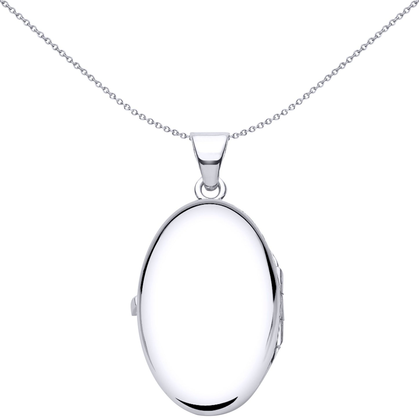 Silver  Engraved Diamond Quilted Mesh Oval Locket Pendant Necklace - LK65