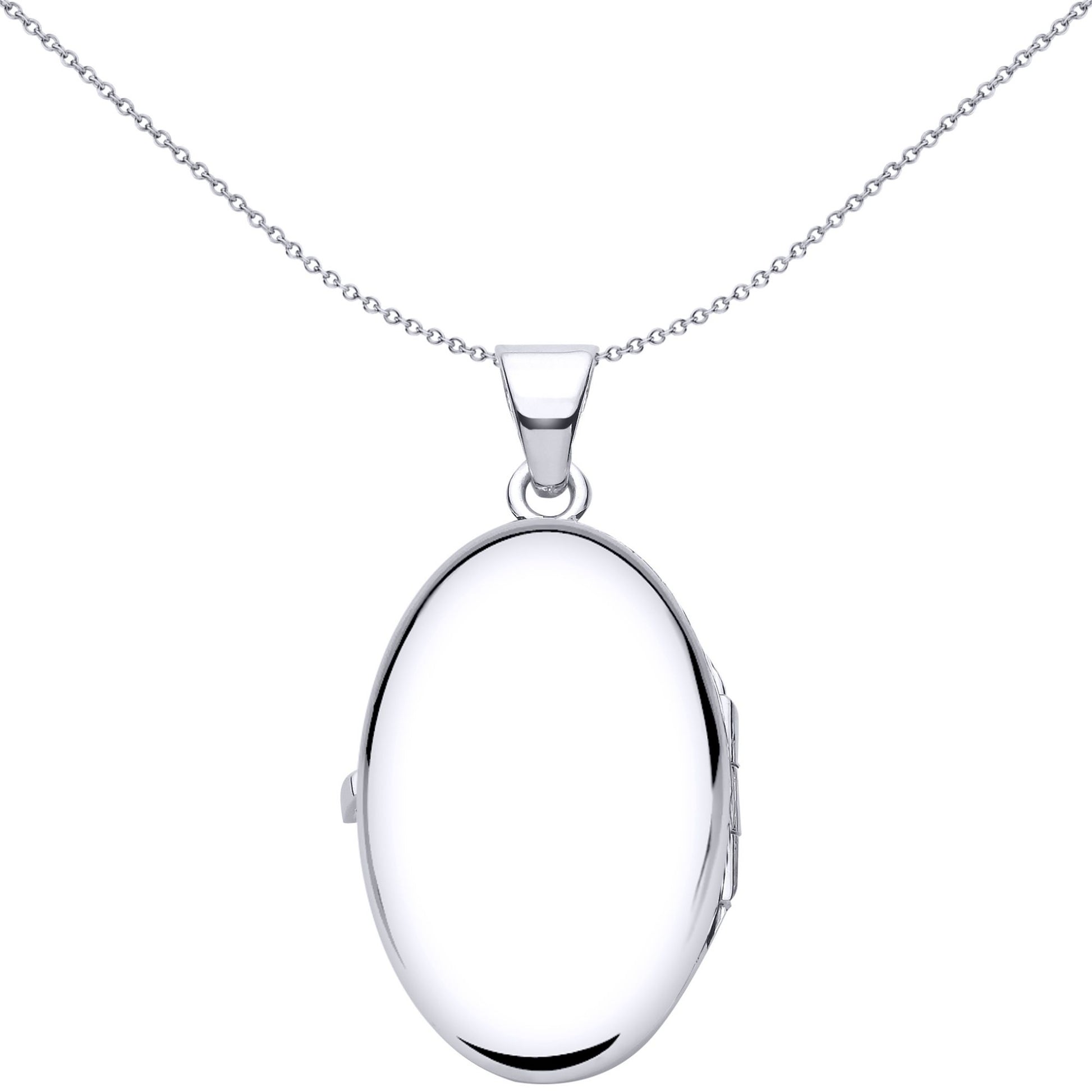 Silver  Engraved Diamond Quilted Mesh Oval Locket Pendant Necklace - LK65