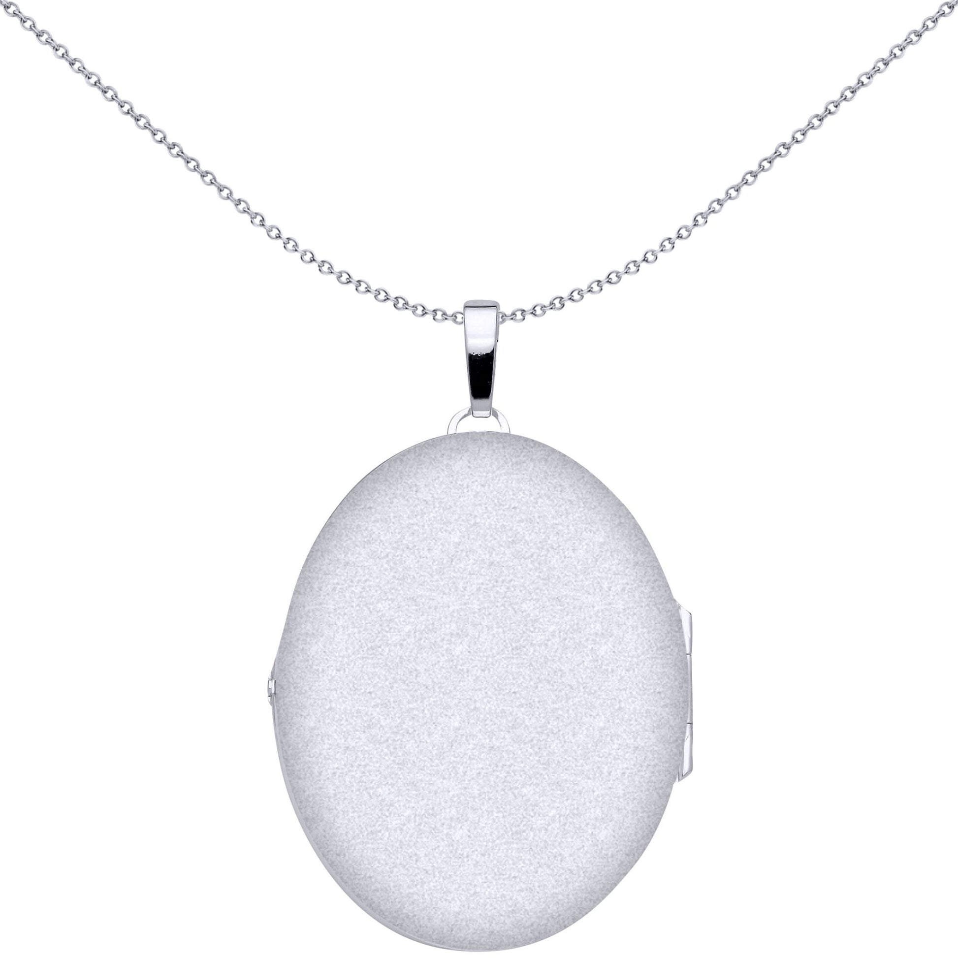 925 Silver  Engraved Floral Filigree Oval Locket Pendant Necklace - LK66