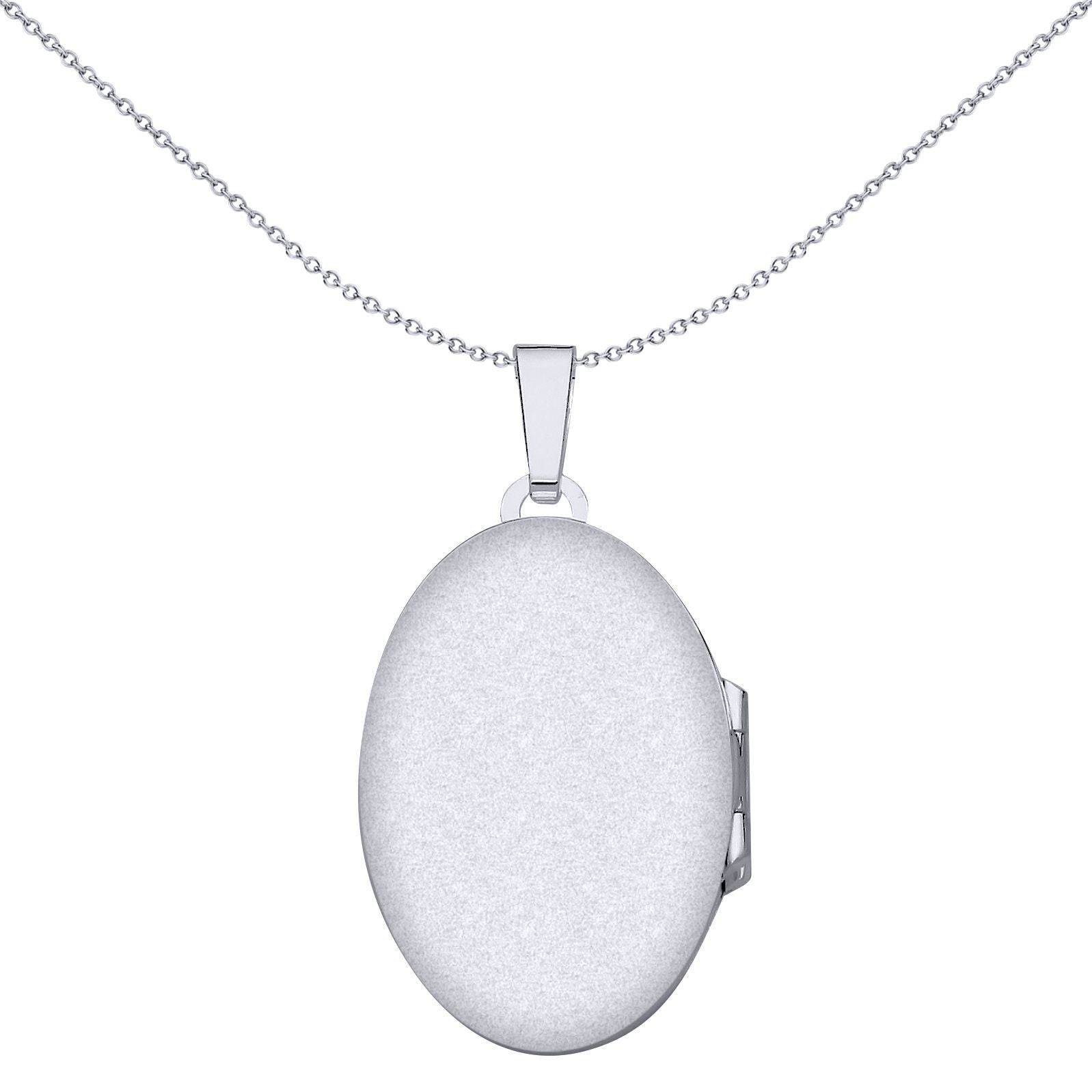 925 Silver  Engraved Floral Filigree Oval Locket Pendant Necklace - LK67