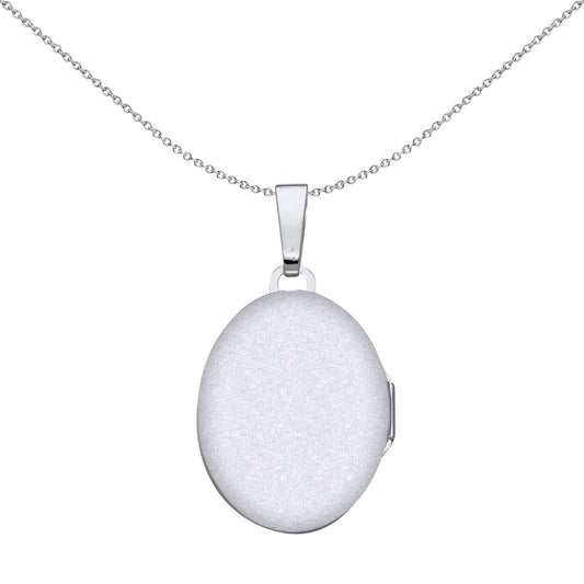 925 Silver  Plain Polished Oval Locket Pendant Necklace - LK68