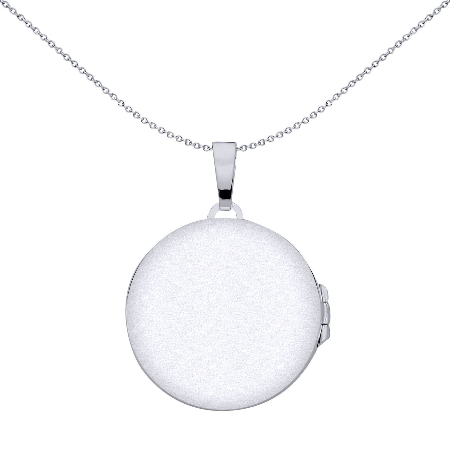 Silver  Fluted 4 Leaf Clover Round Locket Pendant Necklace - LK69