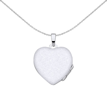 Silver  Flower Leaves Engraved Love Heart Locket Pendant Necklace - LK70