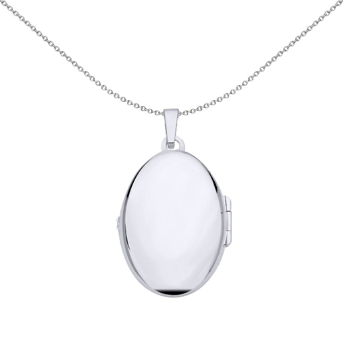 925 Silver  Disc Tag Charm Oval Locket Pendant Necklace 18 inch - LK74