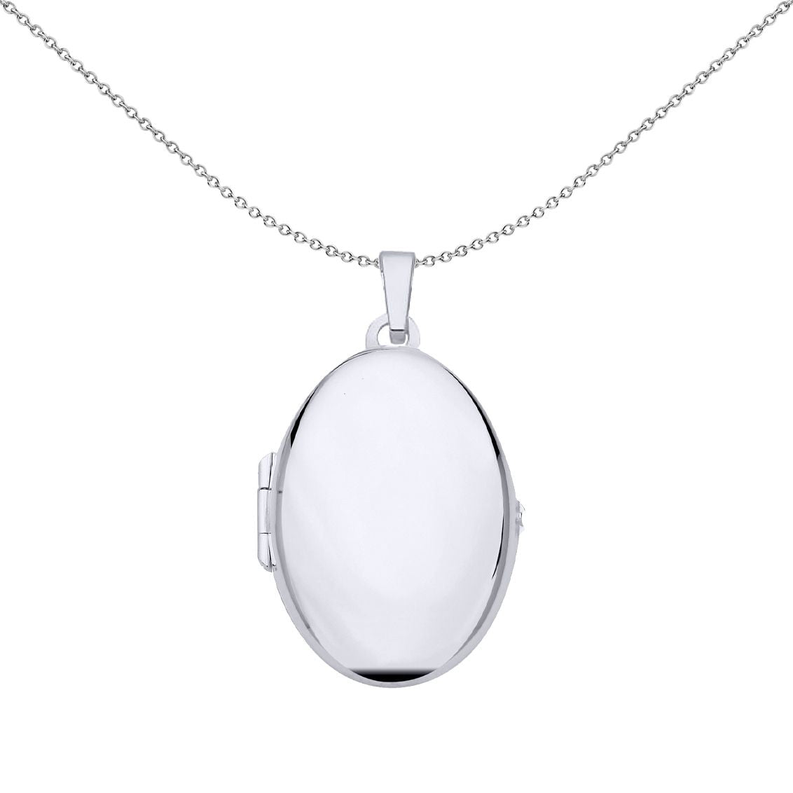 925 Silver  Disc Tag Charm Oval Locket Pendant Necklace 18 inch - LK74