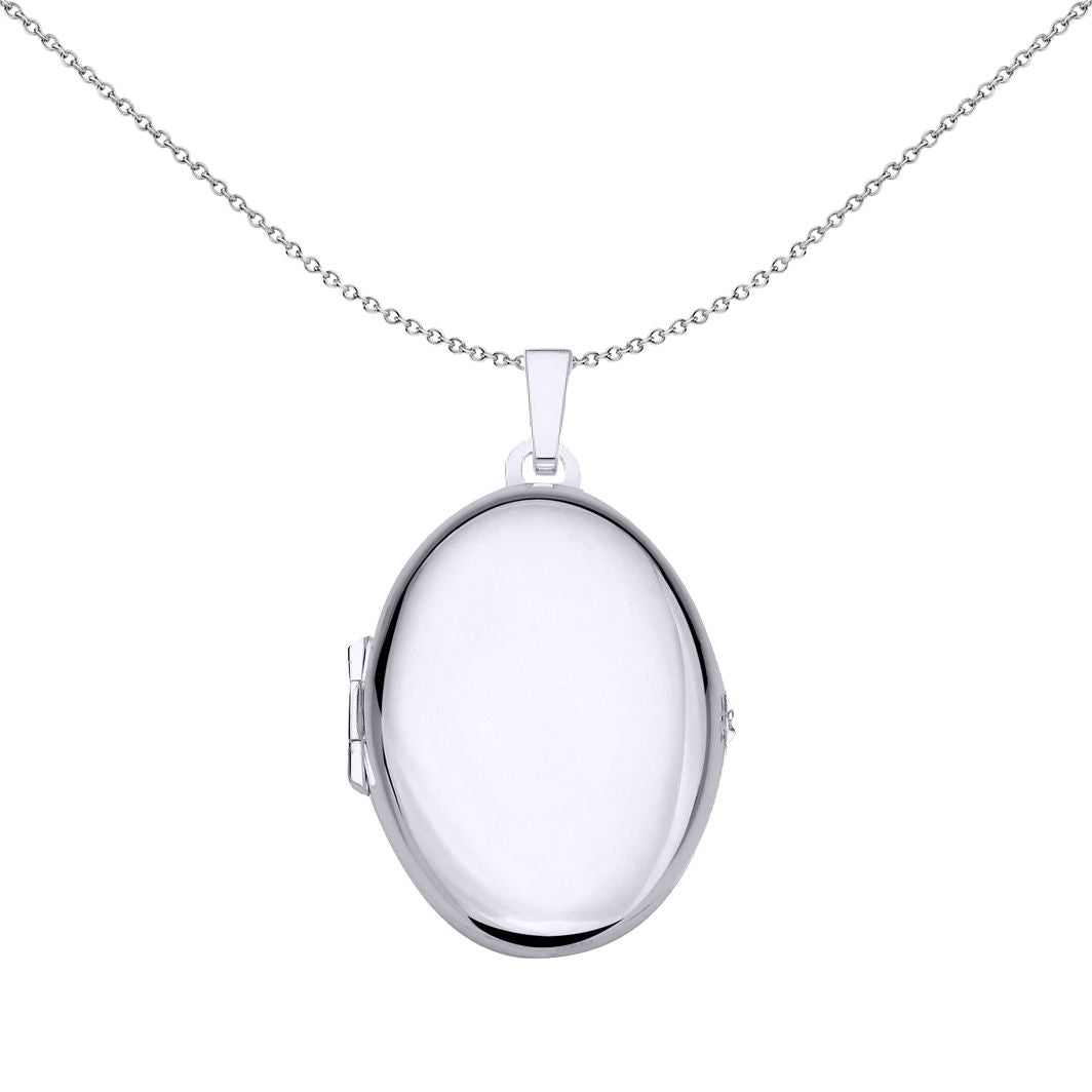 Silver  Angel Medallion Charm Oval Locket Pendant Necklace 18 inch - LK75