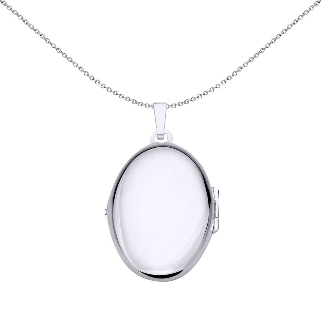 Silver  Angel Medallion Charm Oval Locket Pendant Necklace - LK75