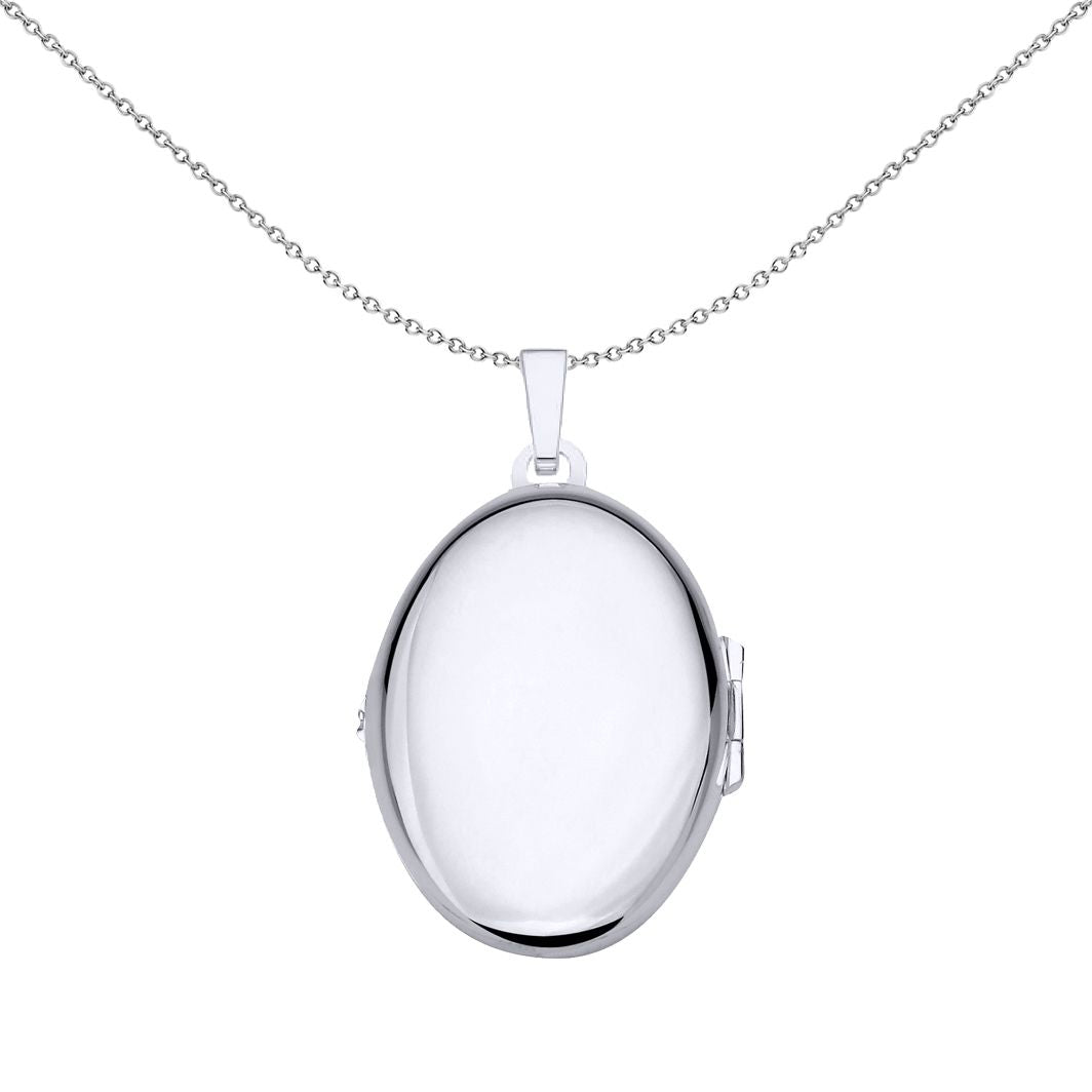 Silver  Angel Medallion Charm Oval Locket Pendant Necklace 18 inch - LK75