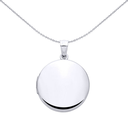 Silver  Flat Round Ellipsoid Locket Pendant - LK76