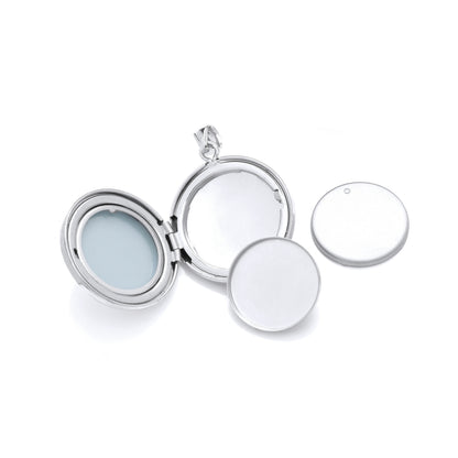 Silver  Flat Round Ellipsoid Locket Pendant - LK76
