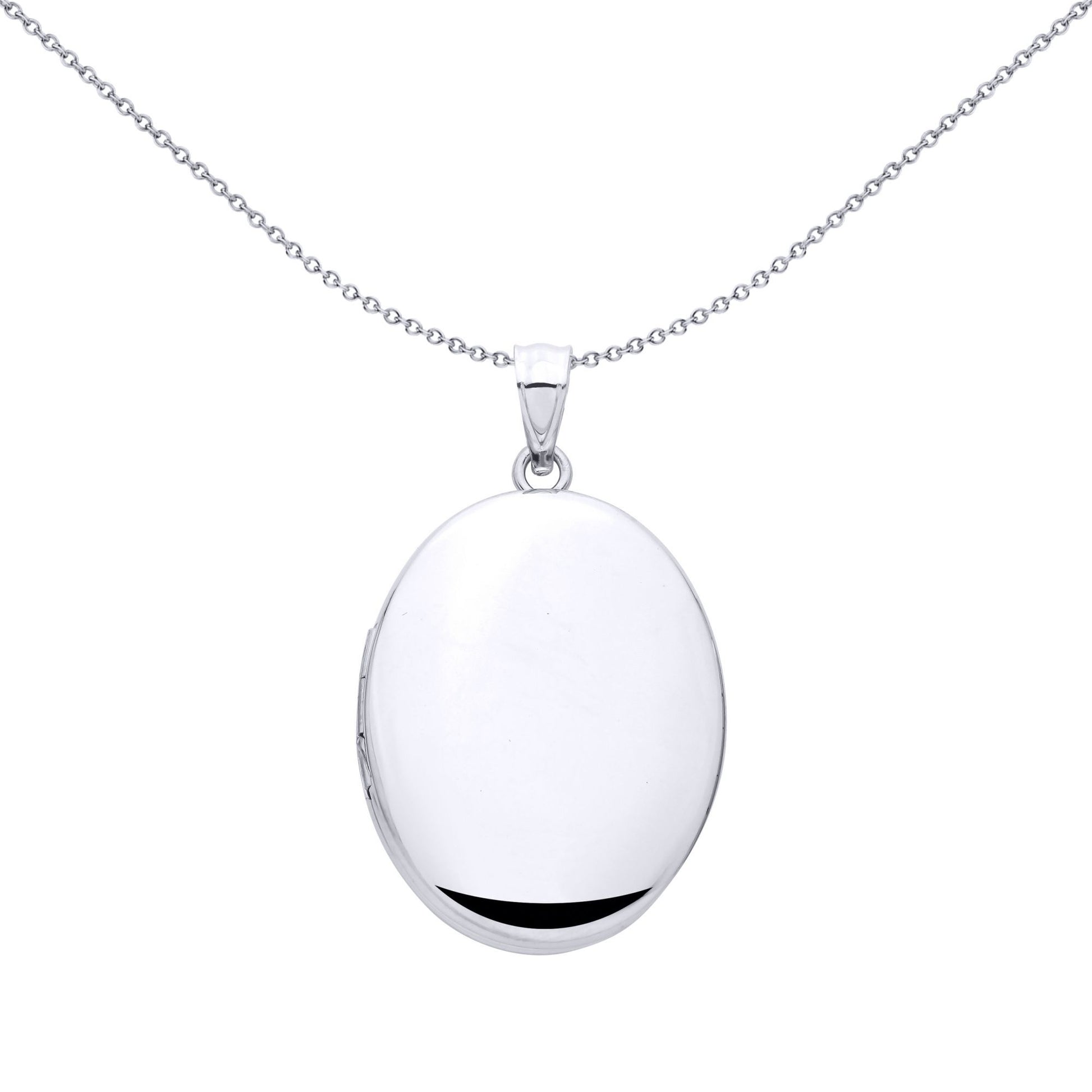 Silver  Mirror Polished Oval Shaped Locket Pendant - LK77