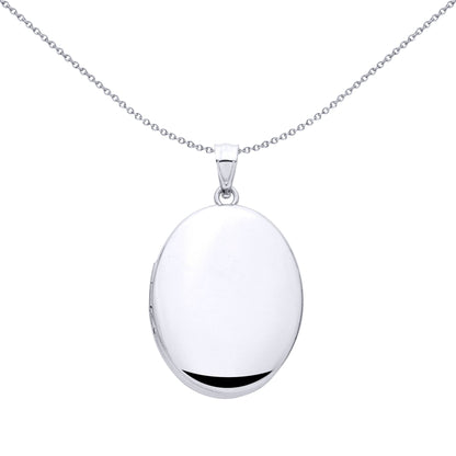 Silver  Mirror Polished Oval Shaped Locket Pendant - LK77