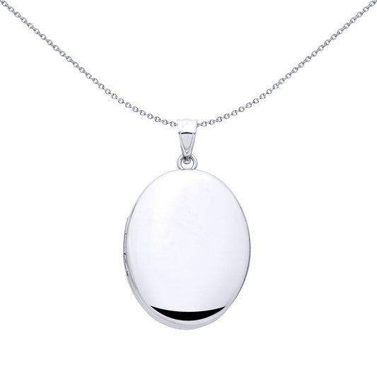 Silver  Mirror Polished Oval Shaped Locket Pendant - LK77