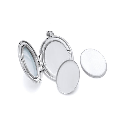 Silver  Mirror Polished Oval Shaped Locket Pendant - LK77