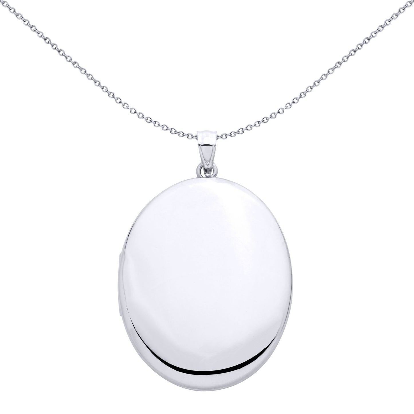 Silver  Mirror Polished Oval Shaped Locket Pendant - LK78