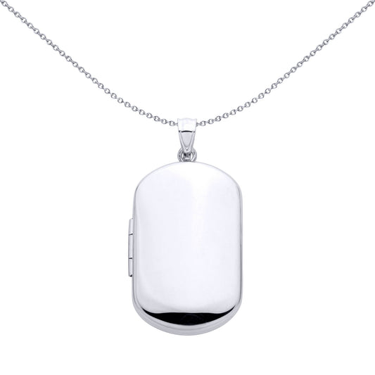 Sterling Silver Rounded Rectangle Cremation Urn Box Locket - LK79