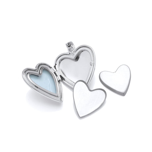 Silver  Puffed 3d Love Heart Locket Pendant - LK80