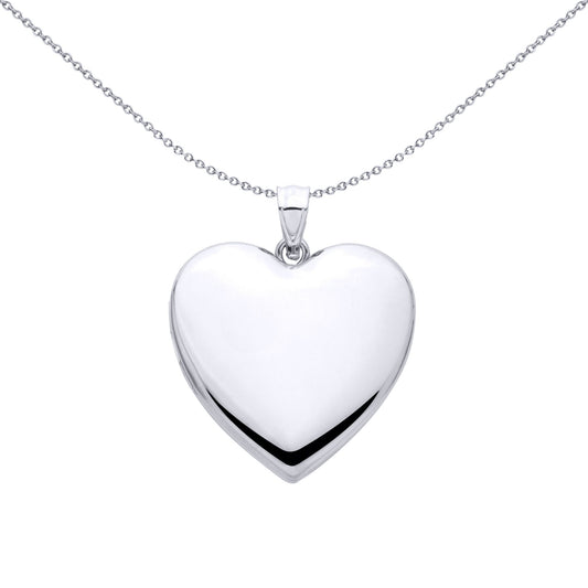 Sterling Silver Large Heart Cremation Urn Box Locket - LK81