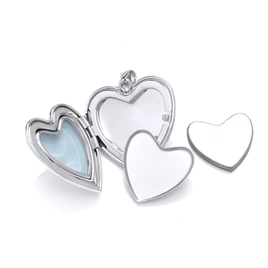 Silver  Puffed 3d Love Heart Locket Pendant - LK81
