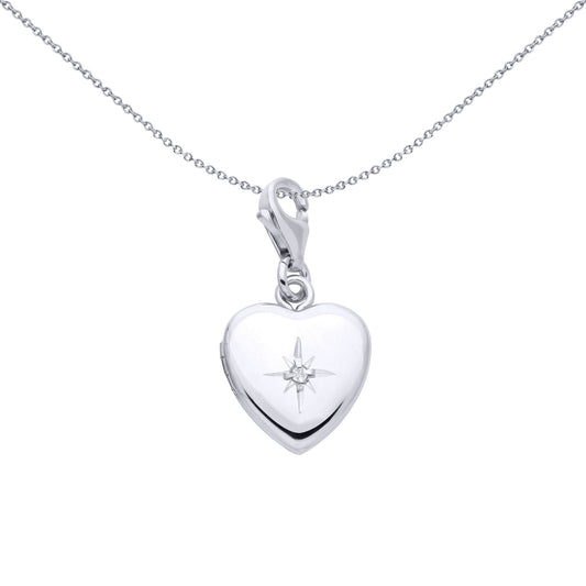 Sterling Silver CZ Small Heart Locket - LK82