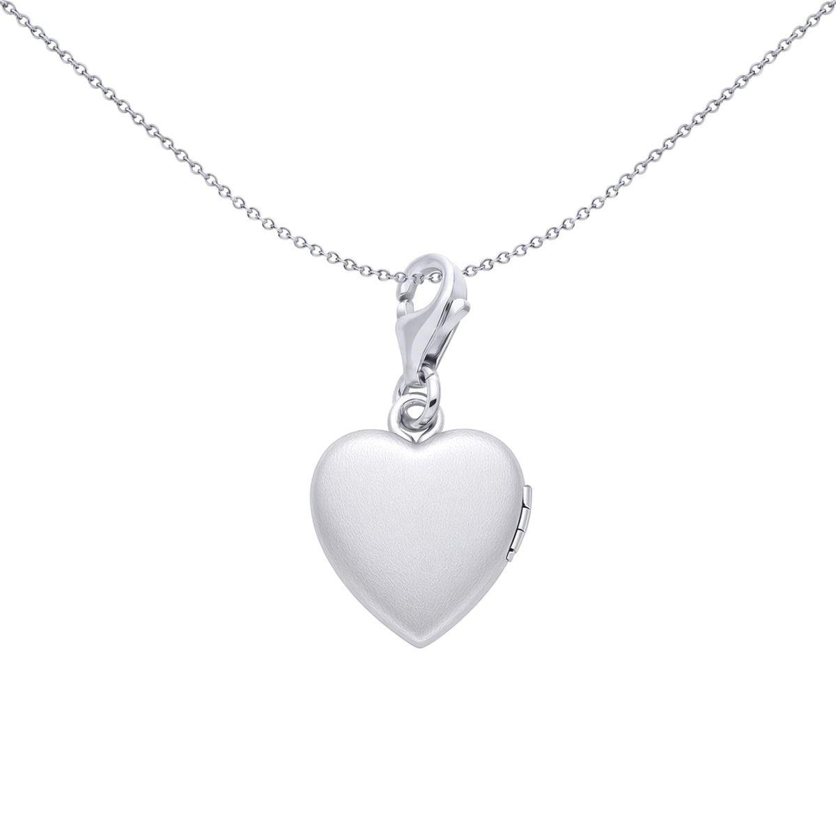 Silver  CZ Star-set Love Heart Charm Locket Pendant - LK82
