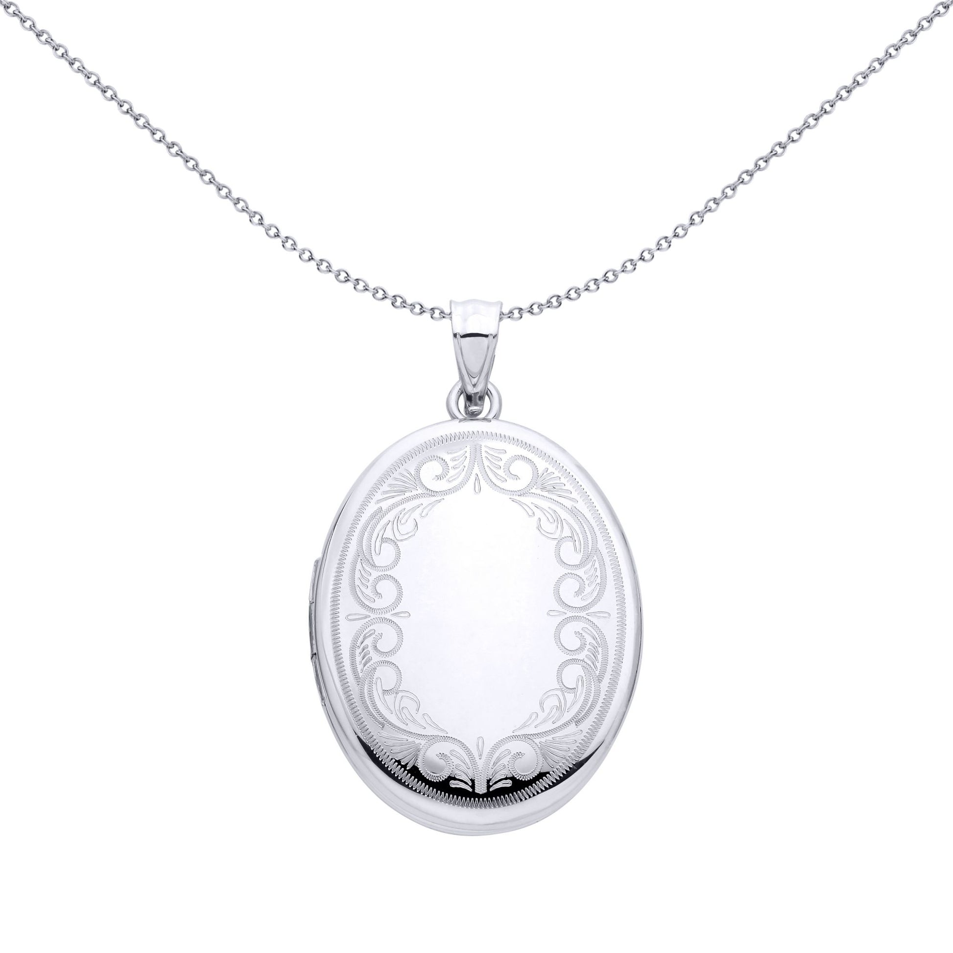 Sterling Silver Oval Locket With Swirl Design - LK88