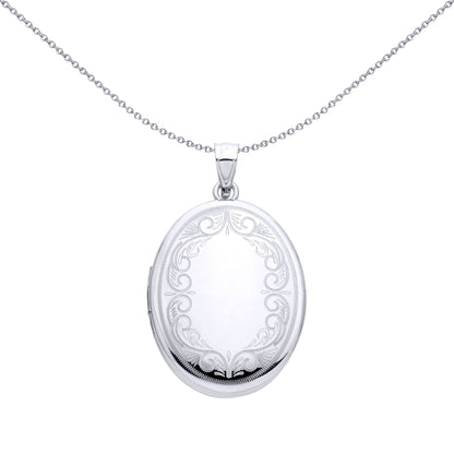 Sterling Silver Oval Locket With Swirl Design - LK88