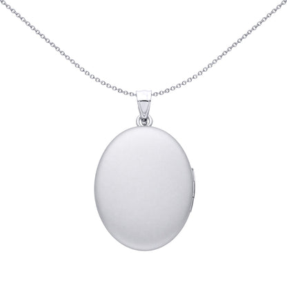 Silver  Stitched Border Victorian Baroque Oval Locket Pendant - LK88