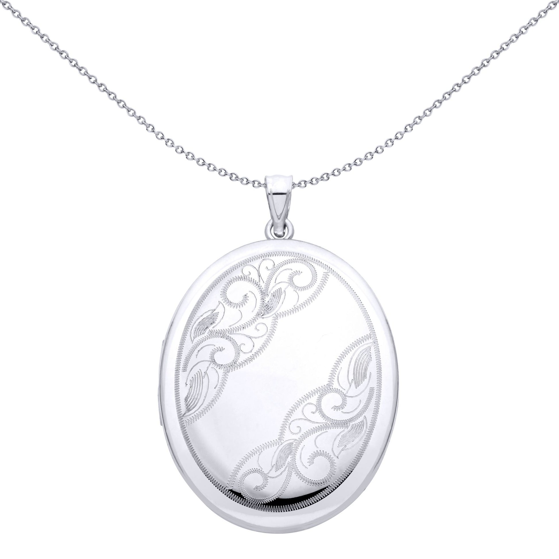 Sterling Silver Oval Locket With Swirl Design - LK91