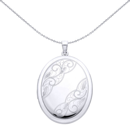 Sterling Silver Oval Locket With Swirl Design - LK91