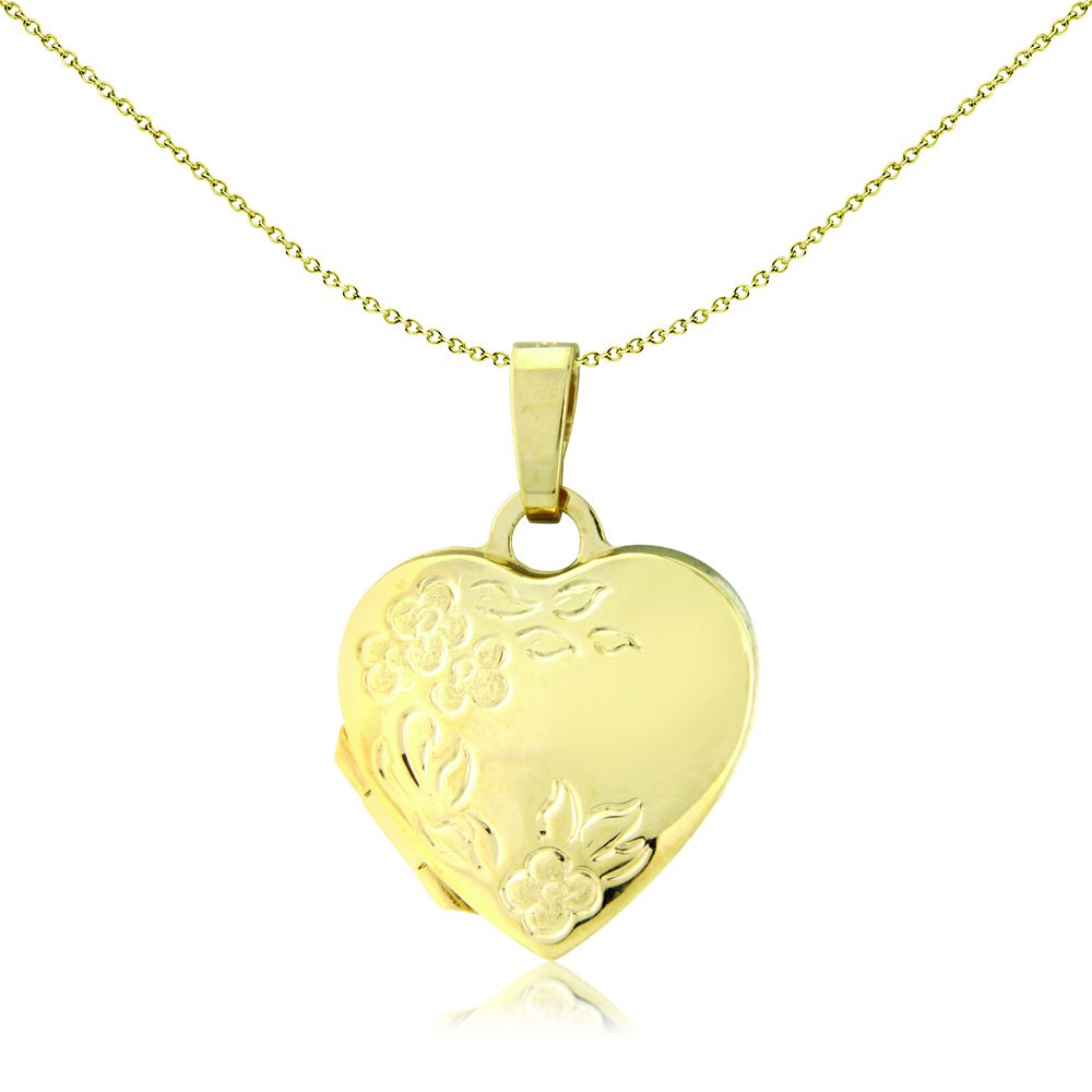 Ladies 9ct Gold  Flower Love Heart Locket Pendant - 14mm - LKNR02202