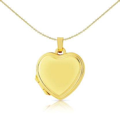 9ct Gold  Frame Love Heart Satin Back Locket Pendant 17x15mm - LKNR02220