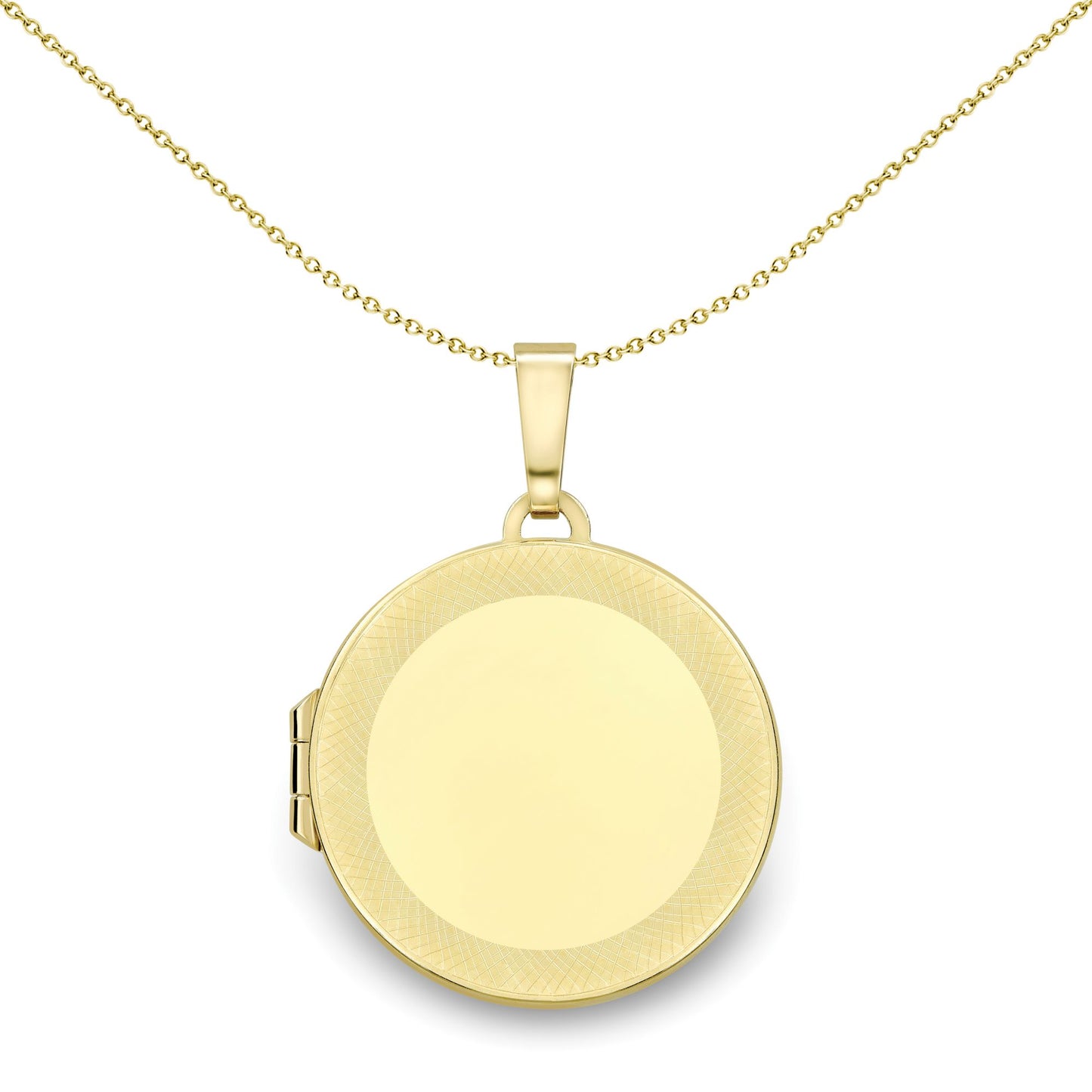 9ct Gold  Diamond-cut Snake Skin Texture Round Locket Pendant 22mm - LKNR02238