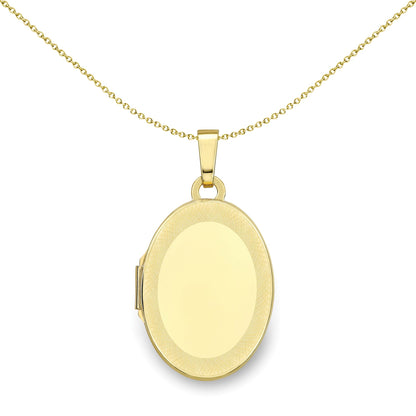 9ct Gold  Diamond-cut Snake Skin Texture Oval Locket Pendant 18mm - LKNR02239