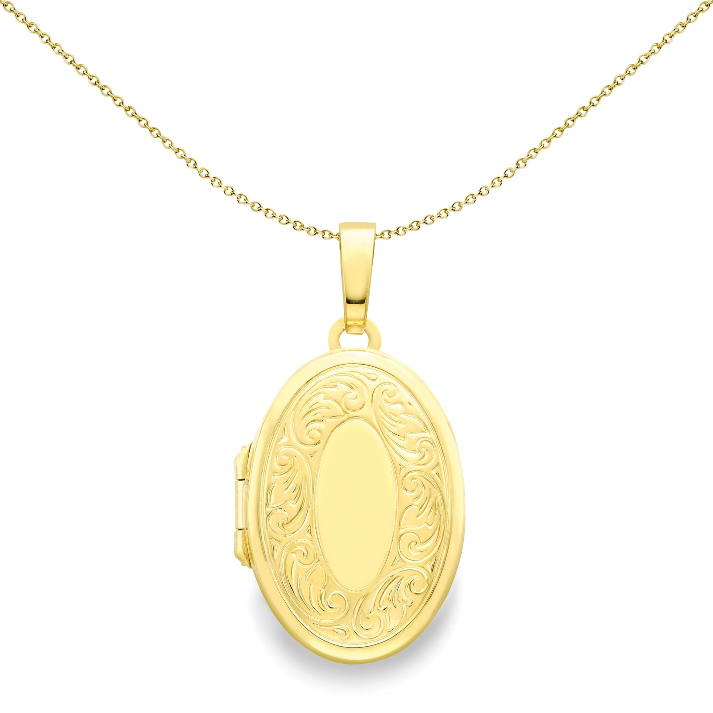 9ct Gold  Engraved Oval Locket - LKNR02242