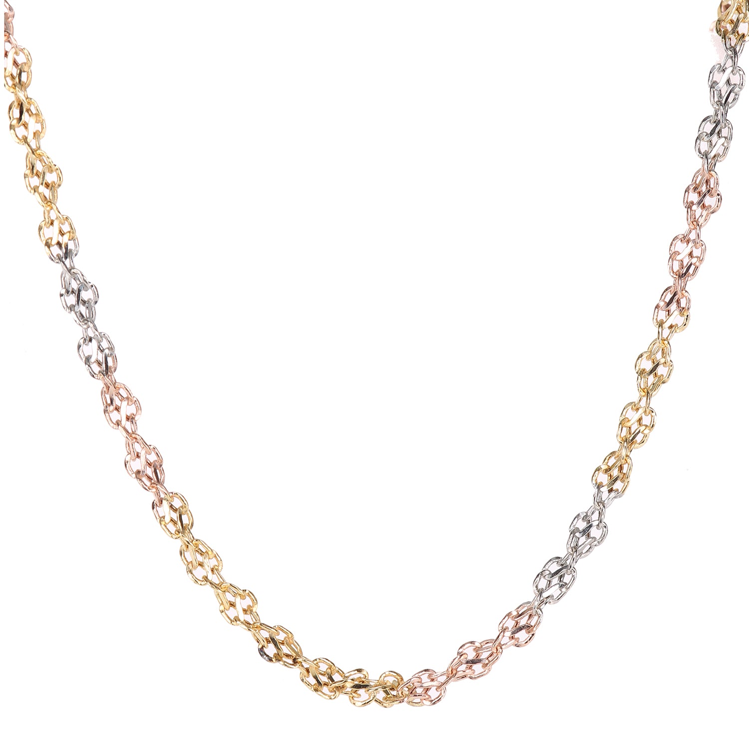 9ct 3 Colour Gold  Infinity Chain Necklace 18 inch - NK1AXL8033Col