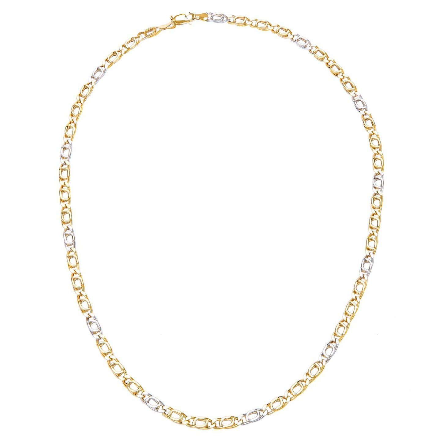 9ct White & Yellow Gold  Birds eye Chain Necklace 18 inch - NK1AXL804YW