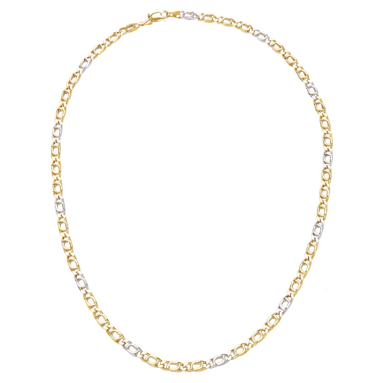 9ct White & Yellow Gold  Birds eye Chain Necklace 18 inch - NK1AXL804YW
