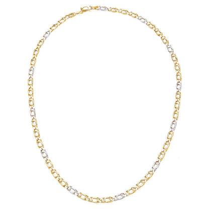 9ct White & Yellow Gold  Birds eye Chain Necklace 18 inch - NK1AXL804YW